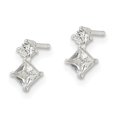 thumbnail image 3 of FJC Finejewelers 925 Sterling Silver Button Polished Two Square CZ Post Earrings 7 x 5 mm, 3 of 6