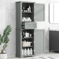 thumbnail image 2 of Tall Bathroom Storage Cabinet, 67.3 inch Freestanding Organizers Cabinet with Drawer and Adjustable Shelf for Bathroom, Living Room, Kitchen, Pantry, Gray, 2 of 7