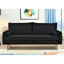 US Pride Furniture Villeda 70''W Polyester Square Arms Sofa Black