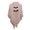 thumbnail image 3 of Cape Cape Tassel Horn Buckle Solid Color Irregular Double Tassel Cape Cape Warm Thickening Womens Blanket Shawl Large Scarf Womens Dress Jackets for Evening Wear Women S Scarf Lightweight Womens Wraps, 3 of 3