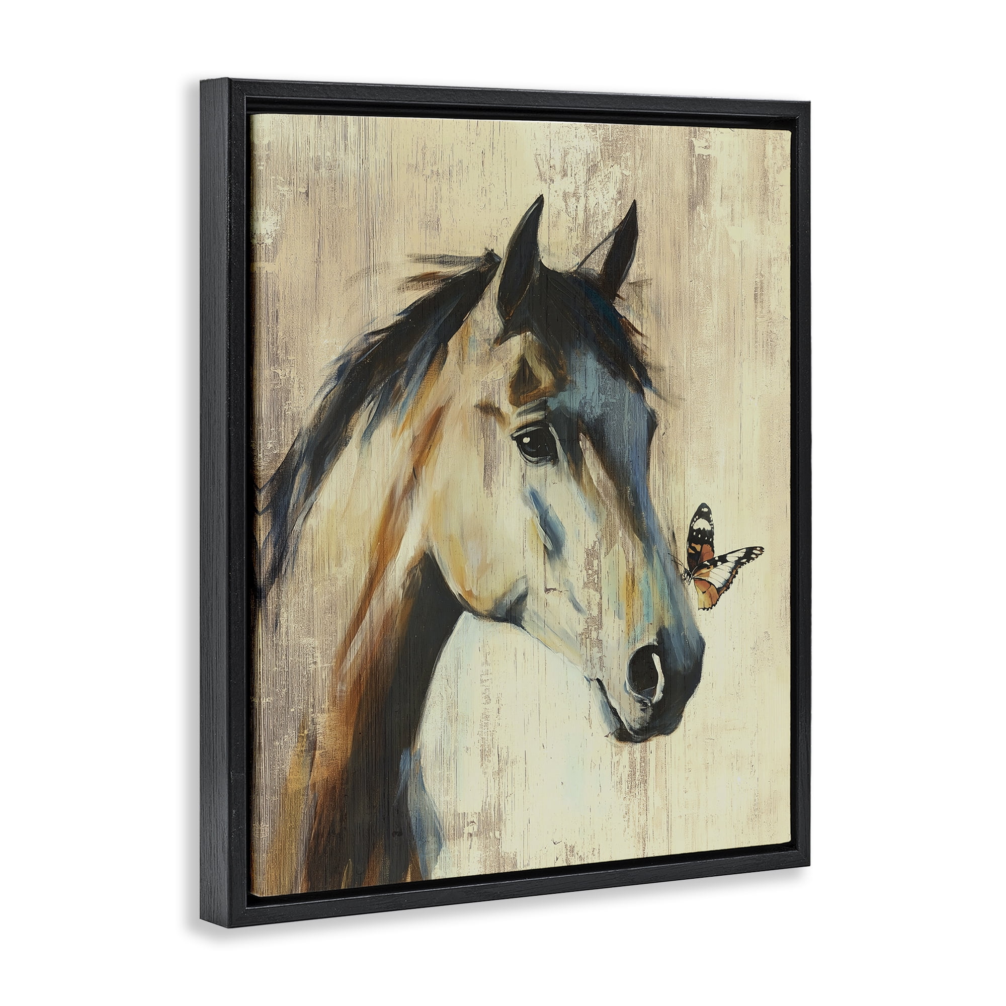 Stupell Industries Tiny Magic Horse & Butterfly Black Framed Floater Canvas Wall Art, design by Svetlana Aleynikova
