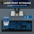 thumbnail image 3 of Large Print Backlit Keyboard, Wired Lighted Computer Keyboards with 7-Color Backlight, Light Up Oversize Letter Keys, Foldable Stands, USB Quiet Keyboard for PC, Windows, Laptop (Colorful Backlit), 3 of 4