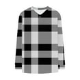 thumbnail image 3 of ZUKMRJPC Womens Long Sleeve Shirts Vintage Plaid Casual V Neck Lightweight Pullover Tops Fall Fashion Loose Basic Cotton Tees, 3 of 5
