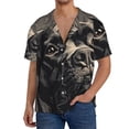 thumbnail image 7 of Lsque Vintage Dog Illustration print Men's Cuban Collar Short Sleeve Shirt Summer Beachwear Casual Button Down Fashionable Vacation Leisure Shirt-4X-Large, 7 of 7