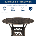 thumbnail image 5 of Tcbosik 35.4" Outdoor Cast Aluminum Table with 2" Umbrella Hole, Round Dining Table for Porch, Backyard, Balcony, Bronze, 5 of 10
