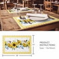 thumbnail image 3 of Placemats Set of 8, Sunflower Woven Placemat, Linen Place Mats for Kitchen/Dining Tables, Yellow Flowers Yellow Plaid Farmhouse Washable Table Mats for Party, 3 of 8
