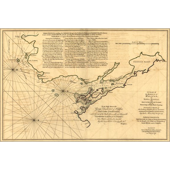 24"x36" Gallery Poster, Chart map Halifax harbor Nova Scotia canada 1768
