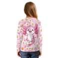 thumbnail image 2 of Xoenoiee Pink Axolotl Daisy Print Girls Long Sleeve Tees Soft Tie Hem T-Shirts Kids Basic Crewneck T-Shirts Top for Teen Youth Girls, 7-8 Year, 2 of 7