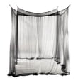 thumbnail image 3 of Dosel de cama con 4 postes de esquina, cenefa colgante de red, elegantes cortinas para cama con dosel Negro, 3 of 9