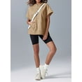 thumbnail image 2 of Women's Oversized Half Zip Hoodie, Casual Short Sleeve Sweatshirt with Pockets, 2 of 7