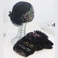 thumbnail image 3 of Women Muslim Shiny Beanie Hat Lace Hair Cover Cap Head Wraps Headscarf Turban Hats BLACK, 3 of 8