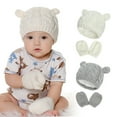 thumbnail image 6 of Travelwant Baby Hat Glove Set Soft Mittens Girl Boys Knitted Toddler Cap Winter Beanie Mitten Set Solid Color Knitted Head Warmer Cap with Gloves, 6 of 9