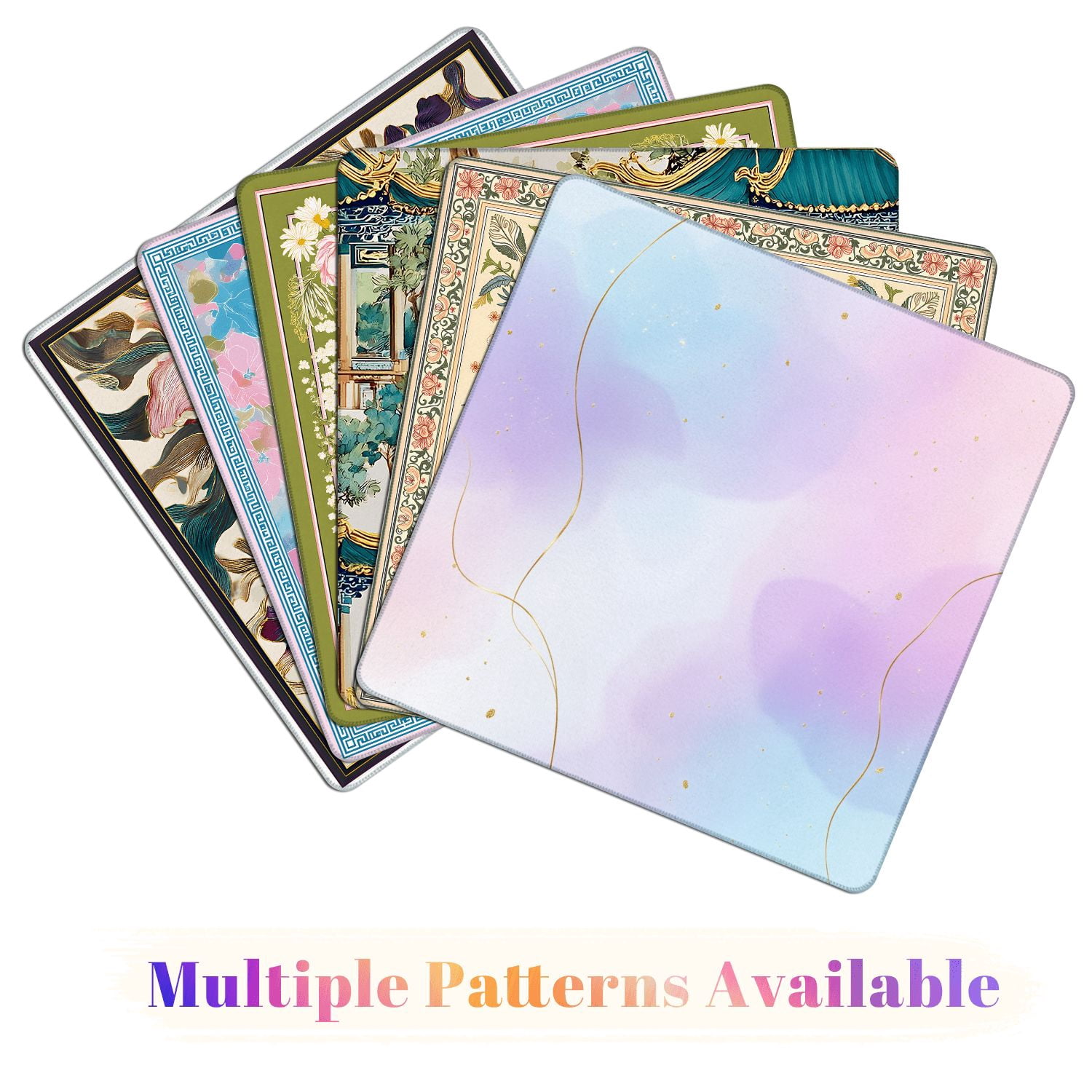Mahjong Mat 31.5" x 31.5" Violet cyan blue liquid watercolor golden stains Teal mauve purple Non-Slip Noise Reduction American Mahjong Tiles Table Cover for Dominoes Poker Card Board Games Gift