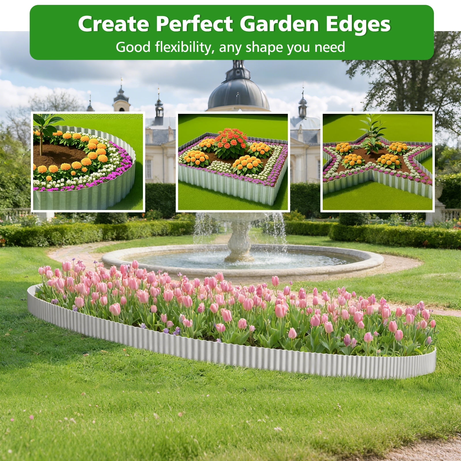 ROMUCHE Corrugated Garden Edging 12" x 50Ft, Flexible Metal Landscape Edging Border for DIY Flower Beds Lawn Yard Tree Surrounds Driveway