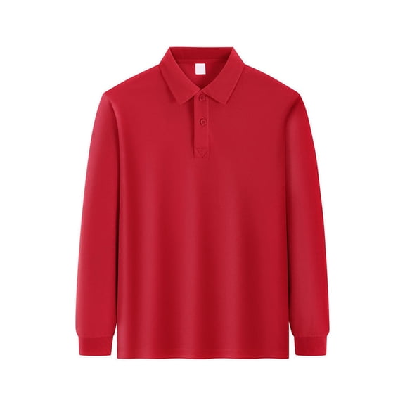 Dwellite Girls Uniform Shirts Long Sleeve Polo Shirt for Kids School Uniform Fall Winter Shirts 6-10 Years Red 140