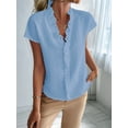 thumbnail image 5 of Women'S Casual V Neck Ruffle Short Sleeve Summer Tank Tops Shirts Light Blue XL, 5 of 6