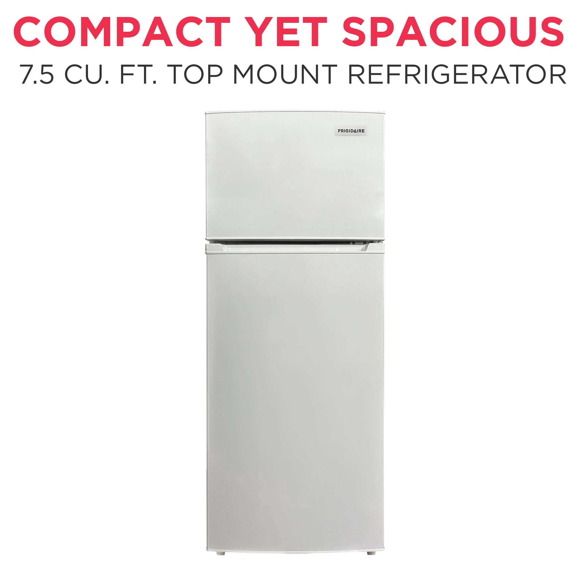 Frigidaire 7.5 Cu. ft. Top Freezer Refrigerator, Apartment Size 2-Door Fridge for Kitchen, Office, White