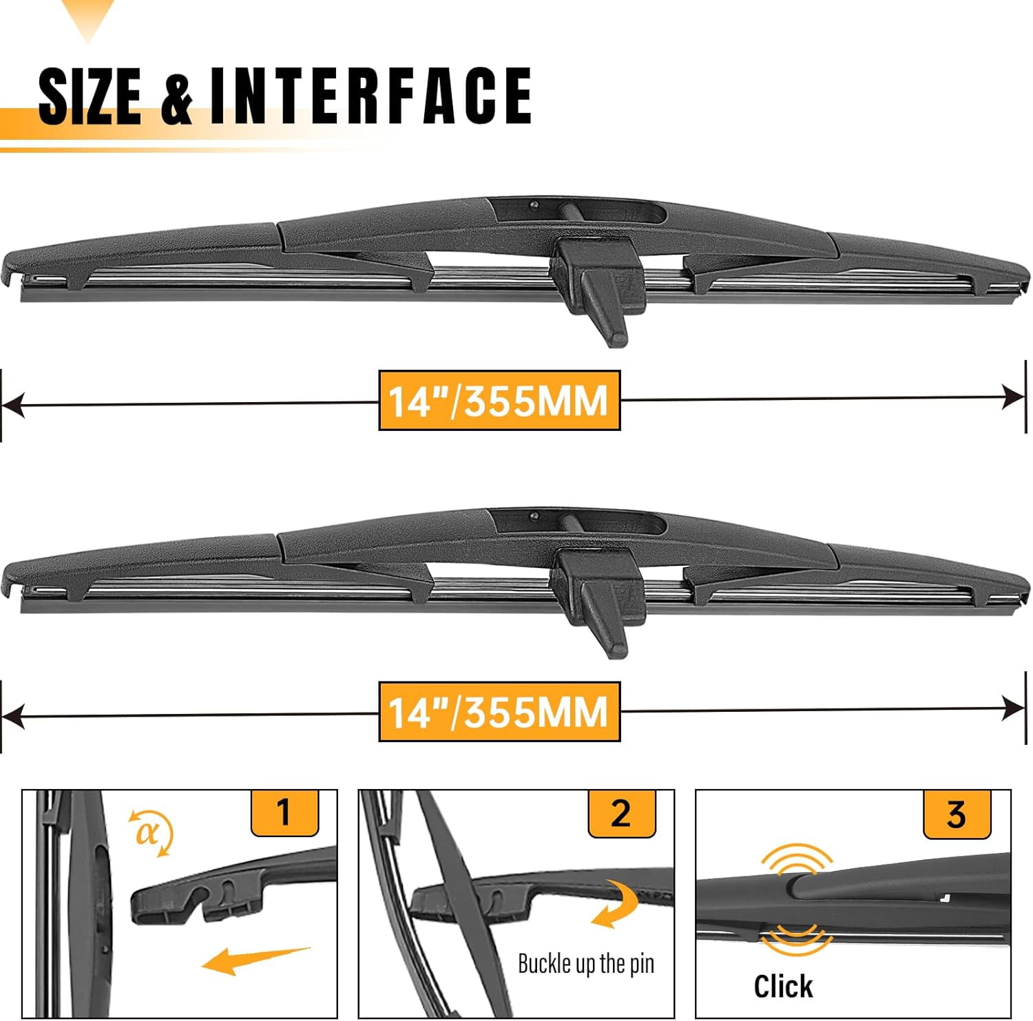 2 Wipers Replacement for Honda Pilot Rear Windshield Wiper Blade 2009-2015,2 Pieces of Rear Wiper Blade 14 inch…