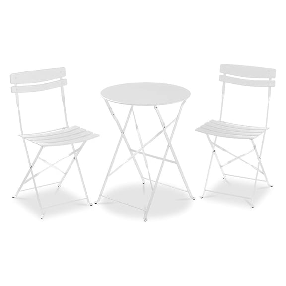 Yunken 3-Piece Folding Bistro Set, Space Saving Outdoor Patio Furniture with 2 Chairs & Table - White
