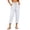 White, variant on Ltctricy Women's Capri Pants with Pockets Tapered Casual Drawstring Lounge Pants Buttons Travel Beach Pants(White,X-Large)