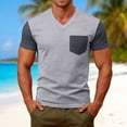 thumbnail image 2 of Casual Pocket Tee Shirts Mens V Neck Casual Short Sleeve Summer Basic Oversized Tops Summer Lightweight Plus Size Shirts Light Gray L, 2 of 9