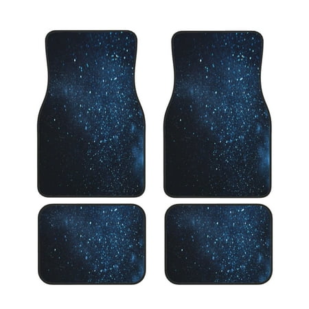 Cauagu Blue Glitter Retro Pattern Car Floor Mat Set of 4 Car Carpet Mats Car Mats with Anti-Slip Backing & Driver Heel Pad Universal Fit for Cars/Trucks/SUV/Vans