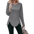 thumbnail image 5 of Hanerdun Women Irregular Blouses Female Crew Neck Long Sleeve Tops Gray XL, 5 of 6