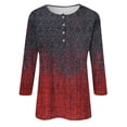 thumbnail image 2 of 3/4 Sleeve Shirts for Women Cotton Summer Floral Print Tunic Summer Tops for Women Plus Size Crewneck Slim Fit Half Sleeve Womens Oversized Tshirts 3/4 Spring Blouses for Women 2023 Office, 2 of 5