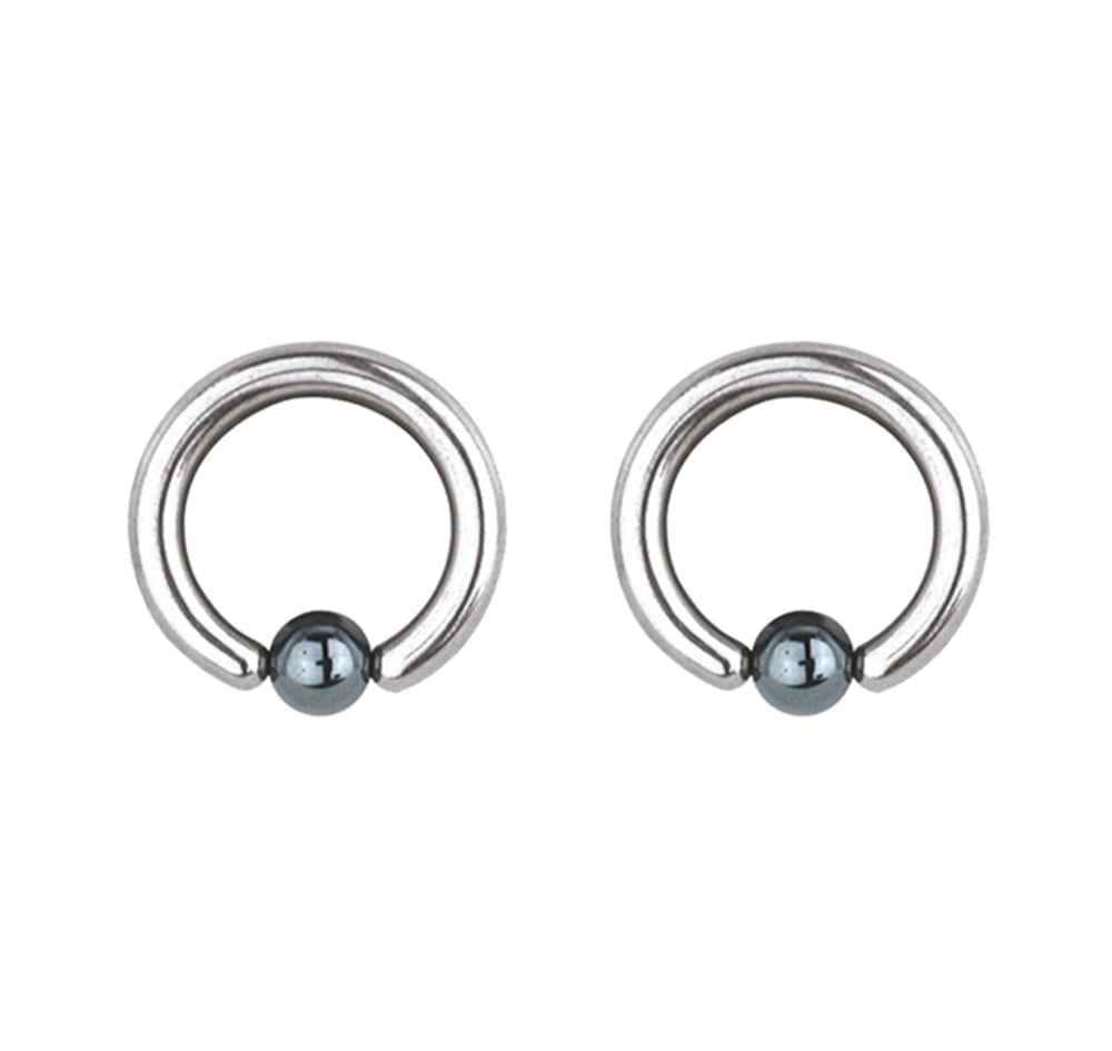 Captive Nipple Ear Ring 14 Gauge 1/2" w/Blue 5mm Ball Steel Body Jewelry 