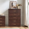 thumbnail image 4 of Joaxswe 5 Drawer Walnut Vertical Dresser, Wood Storage Cabinet with Easy Pull Out Handles for Living Room, Chest of Drawers for Bedroom, 4 of 12