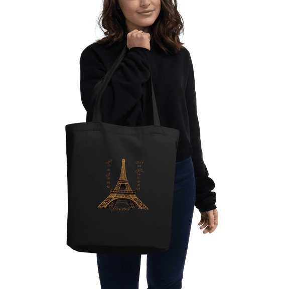 French Motif Eco Tote Bag (Black)