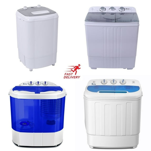 Portable Spin Dryer,Washing Machine, Twin Tub 13.4Lbs Capacity, Washer(8Lbs) and Spinner(5Lbs), Durable Design, Semi-Automatic Compact Laundry Washer for RV, Apartments and Dorms, Blue+White