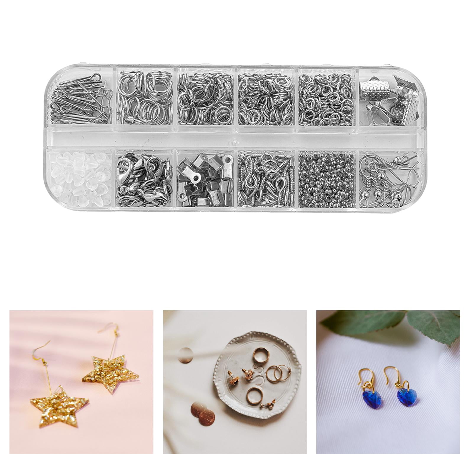 Milageto 2x Earring Making Supplies Kit Earring Hooks Open Jump Rings Lobster Clasps Earring Finding for Crafts Necklace Jewelry Making Repair Beading