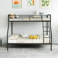 thumbnail image 4 of Costway Twin over Full Metal Bunk Bed with Inclined Ladder Safety Guardrail, Slat Support Black, 4 of 9