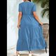 thumbnail image 4 of Vestido Holgado con Cuello Cuadrado y Volantes para Mujer, Informal, con Espalda Fruncida, Sin Mangas, para Playa y Sol. Azul Mar L, 4 of 9