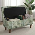thumbnail image 3 of FOR U DESIGNS Green Vintage Plaid Flower Print Ottoman Cover for Flip-Top Storage Stool, Stretch Washable Footstool Bench Slipcover with Elastic Bottom, Dustproof Soft Furniture Protector for Bedroom, 3 of 7