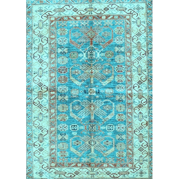 Ahgly Company Indoor Rectangle Oriental Light Blue Traditional Area Rugs, 2' x 5'