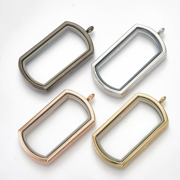 5 pc Alloy Magnetic Locket Big Pendants with Glass Rectangle Mixed color 57x29x7mm Hole: 3.5mm Inner Measure: 43x20mm