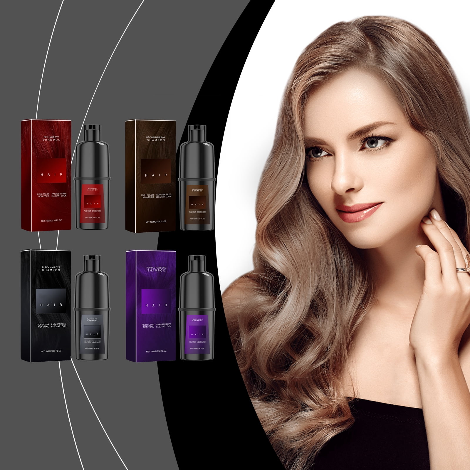 Alvantor Brown Hair Dye Shampoo 3 in 1, Gentle Non-Irritating Gray Coverage Long-Lasting Easy Coloring for Men Women, 3.38fl.oz