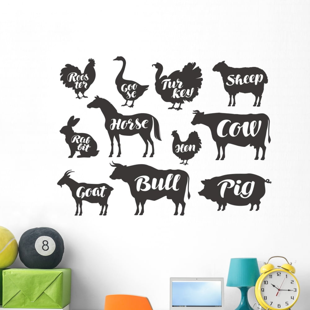 Farm Animals Vector Set Wall Decal Sticker Set Wallmonkeys Individual