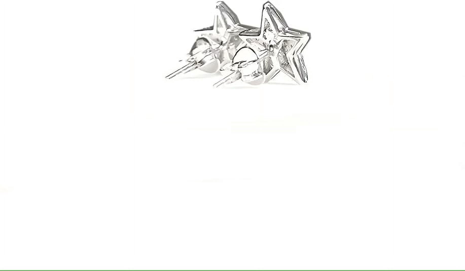 Ritastephens 925 Sterling Silver Star Stud Earrings with Clear Cubic Zirconia for Cartilage Piercings
