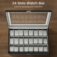 thumbnail image 2 of Uten 24-Slot Luxury Watch Box for Men, PU Leather Display Case with Large Glass Top & Gray Lining for Watch Collection & Storage, Black, 2 of 10