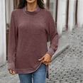 thumbnail image 2 of Women Turtleneck Shirts Plus Size Fashion Contrast Long Sleeve Loose Comfy T-Shirt Base Shirt Pullover Sweatshirt Wine XL, 2 of 4
