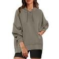 thumbnail image 2 of Womens Oversized Hoodies Dropped Pullover Sweatshirts with Side Pockets Trendy Drawstring Winter Fall Outfits (2XL, Army Green), 2 of 7
