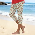 thumbnail image 2 of vigerkar Capri Leggings for Women Cropped Pant Fashion Flower Print Capris Summer Elastic Waist Soft Stretchy Pants (Light Green, M), 2 of 4