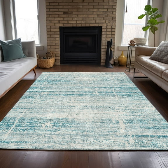 Addison Rugs Chantille Indoor/Outdoor Transitional Modern Teal Washable Rectangle Rug, 9' x 12'