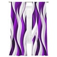 thumbnail image 2 of Purple White Moire Semi Sheer Curtains 84 Inch Length 2 Panels Set, Modern Abstract Art Sheer Kitchen Curtain Privacy Voile Window Curtain for Living Room Bedroom Rod Pocket Drapes, 2 of 7