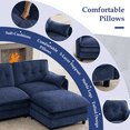 thumbnail image 4 of Sectional Sofa with Ottoman, U Shaped 4 Seat Chenille Cloud Couch with Chaise, Modular Sectional Sofa Sleeper Living Room Furniture Set, Blue, 4 of 6