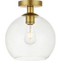 Baxter 1 Light Flush Mount Ceiling Light with Clear Glass, Brass