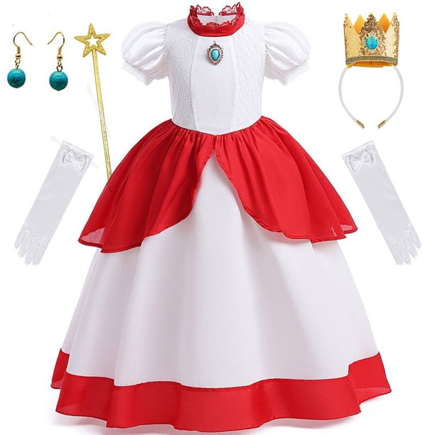 Vestido de princesa de melocotón para niñas, traje de Cosplay de Margarita Rosalina, Con cómic, para fiesta de Halloween Fivean unisex